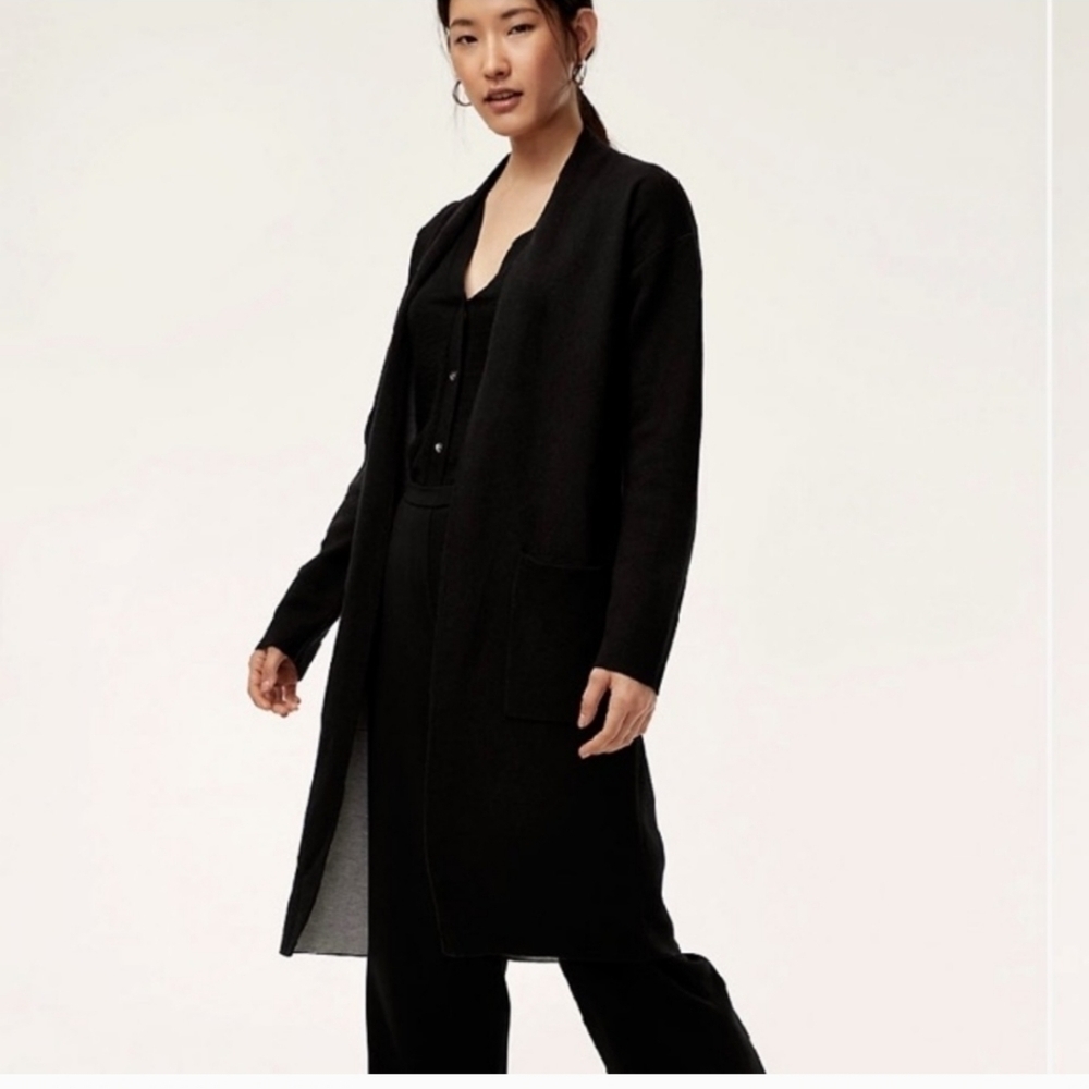 Aritzia Babaton Lance Black Open Front Cardigan
